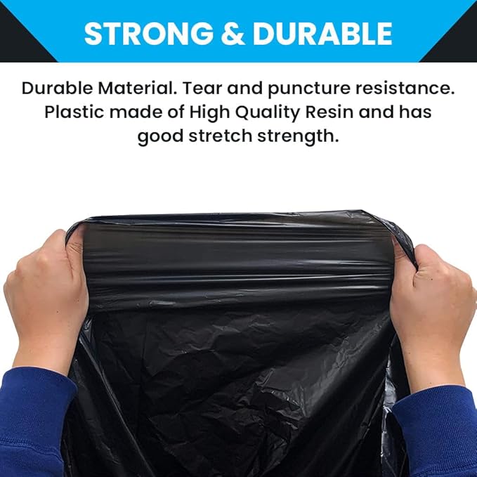 PlasticMill Heavy Duty Trash Bags - Black Garbage Bags - Plastic Trash Bags - Tall Trash Bags Trash Can Liners - 50-60 Gallon Large Kitchen Trash Bags 1.2 Mil 38x58 (100-Count)