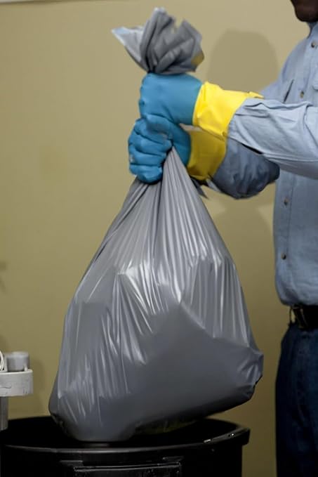 Aluf Plastics 55-60 Gallon 1.7 MIL Silver Trash Bags - 39 x 56 - Pack of 50 - For Industrial Home &amp Storage
