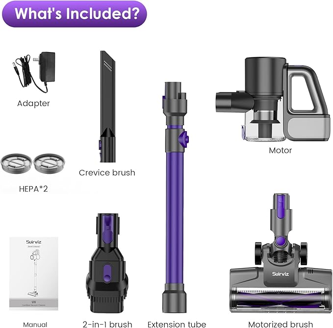 Cordless Vacuum Cleaner 40KPA/500W/35Mins Powerful Suction with Green LED Dust Detection Stick Vacuum Self-Standing Lightweight Handheld Vacuum for Pet Hair Carpet &amp Hard Floor