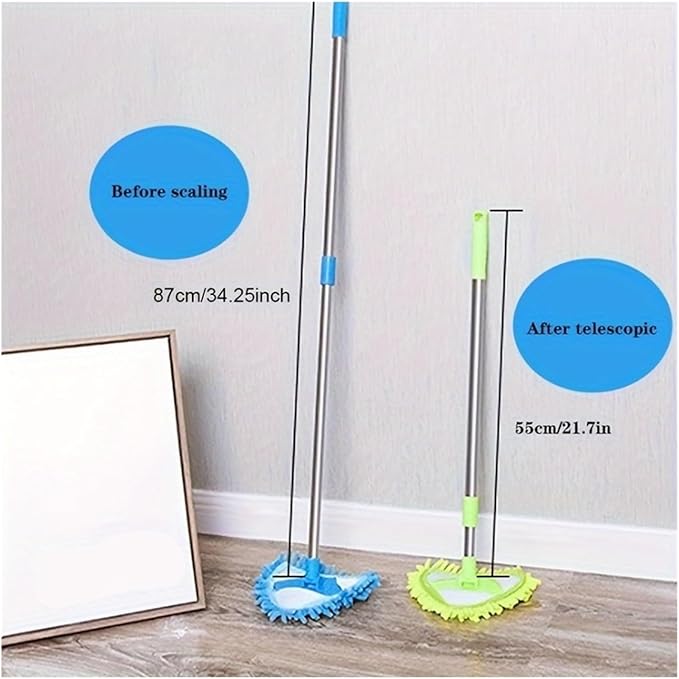 Triangle Retractable Wall Cleaning Mop Ceiling Air Conditioner Dust Removal Mini Small Home Clean Floors Tool(Mop Set)