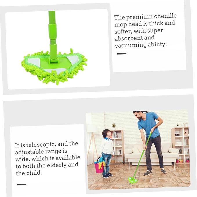 Adjustable Telescopic Triangular Mop with Extension Pole for Easy Floor and Glass Cleaning Lightweight and Portable Home Mop Cleaner for Efficient Dust and Dirt Removal
