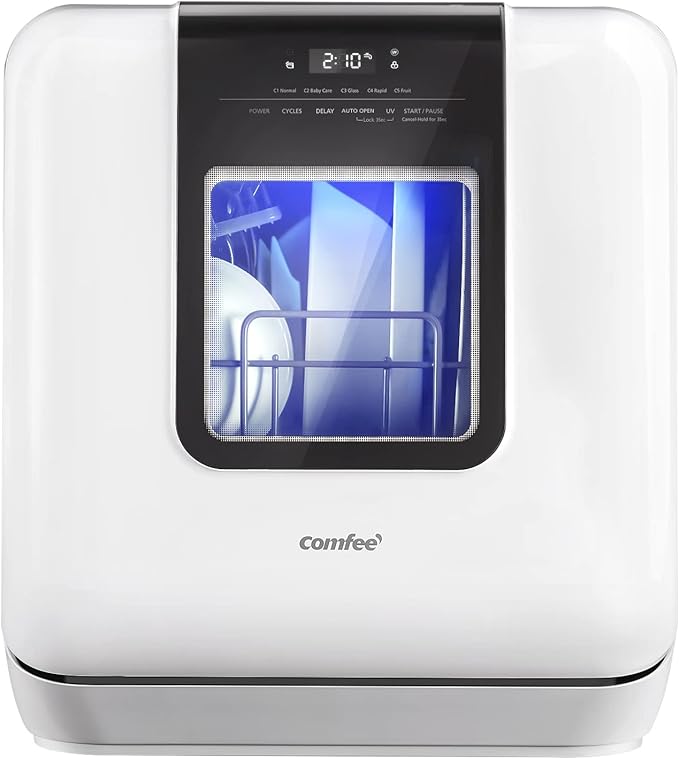 COMFEE' Countertop Dishwasher &amp Shark S3501 Steam Pocket Mop Hard Floor Cleaner With Rectangle Head and 2 Washable Pads Easy Maneuvering Quick Drying Soft-Grip Handle and Powerful Steam Purpl