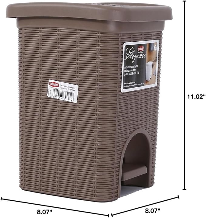 Stefanplast Elegance Bathroom Dustbin Dove Grey 20.5 x 20.5 x 28 cm
