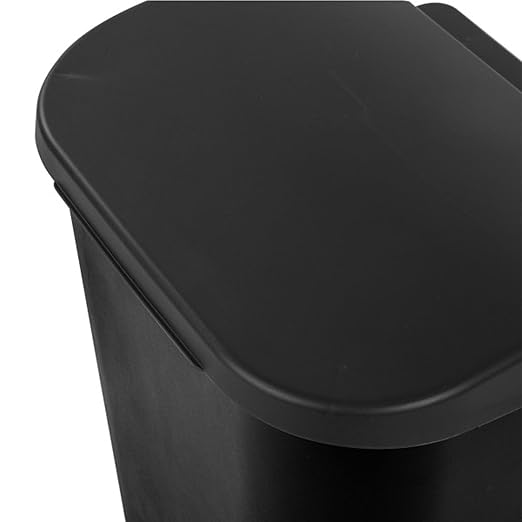 Sterilite 11.3 Gallon D Shape Flat Side Lift Top Lid Wastebasket Trash Can for Kitchen Home Office and Garage or Workspace Black (12 Pack)