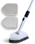Shower Scrubber 3 in 1 Extendable Long Handle 58 Cleaning Brush - Non Scratch Shower Brush for Cleaning Bathroom Kitchen Toilet Wall Tub Tile (Gray)