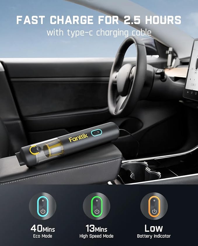 Fanttik Slim V8 APEX Car Vacuum 4-in-1 Portable Mini Cordless Vacuum with 19000pa Suction Power Type-C Charge 2 Suction Modes Handheld Vacuum for Small Jobs Car Office Desk Keyboards (Gray)