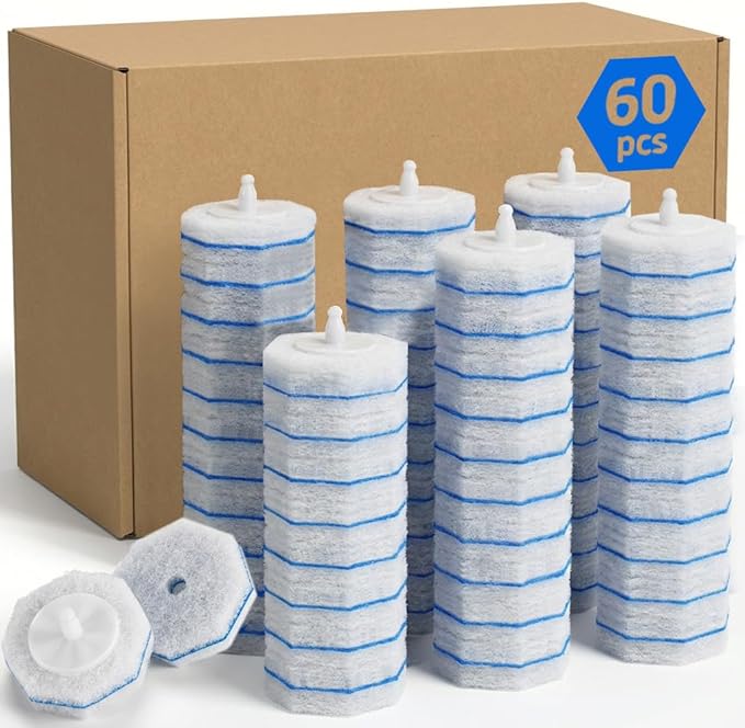 60 Count Toilet Wand RefillsDisposable Toilet Brush Refills Compatible with Clorox Toilet WandUpgrade Fiber Cleaner HeadsSecure Lock No SlipOdor Neutralizing(Not Included Brush Rod)