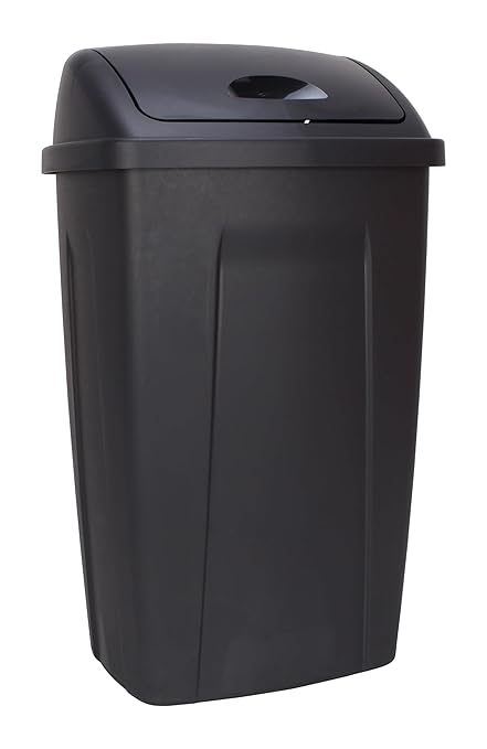13 Gallon Trash Can Plastic Swing Top Kitchen Garbage Trash Can Black