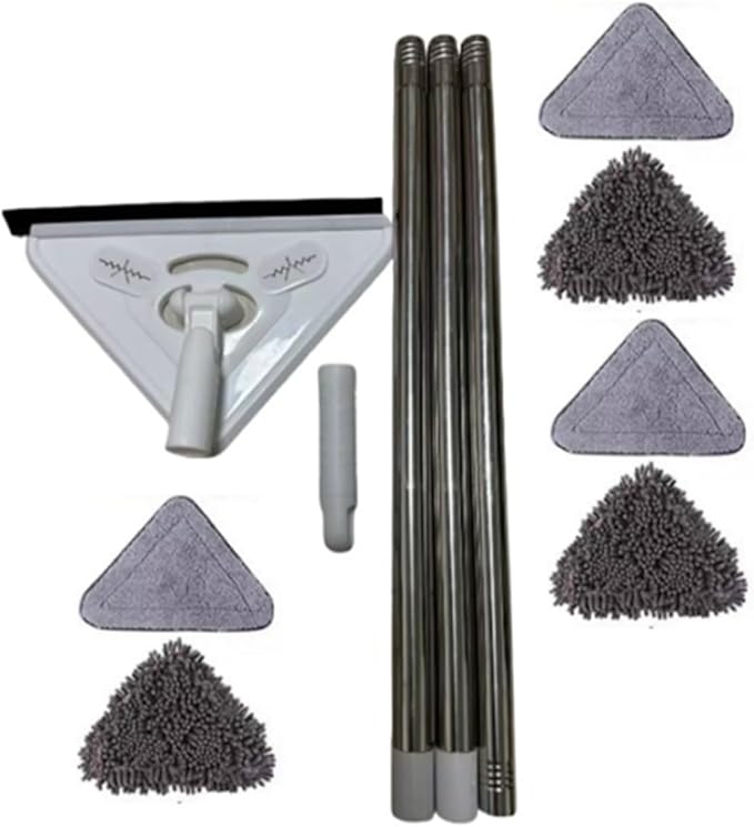 3/5PCS Extended mop Large Triangular with Thickened Rod for Wiping Glass Ceiling Cleaning Bathroom Kitchen Ceramic ti(4 mops)