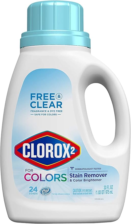 Clorox 2 for Colors Free &amp Clear Stain Remover and Color Brightener 33 Ounces (package May Vary) (Three Pack)