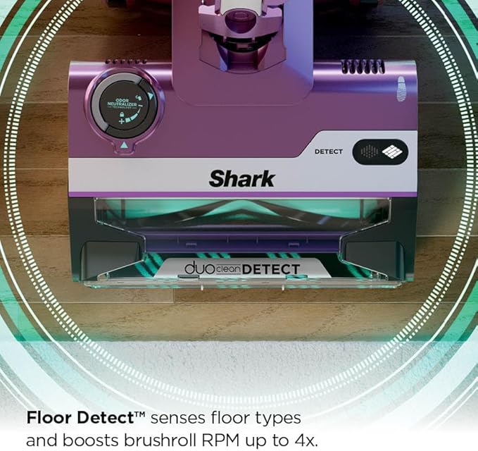 Shark POWERDETECT Ultra-Light Corded Stick Vacuum with DuoClean Technology Self-Cleaning Brushroll for No Hair Wrap Anti-Allergen Complete Seal and Odor Neutralizer Technology Purple HZ4001AMZ