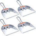 Mumufy 4 Pack Industrial Metal Dustpan 12 Heavy Duty Dust Pan with Handle Handheld Dustpan Wide Scooper Dust Debris Sweeping Tool Precision Edge Ideal for Cleaning Indoor Outdoor Surfaces (Silver)