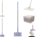 Zero Touch Mini Mop Snap Grip Mini Mop with Automatic Cloth Lock No-Touch Wet &amp Dry Flat Cleaner for Floors Walls &amp Corners Includes Reusable Cleaning Cloths (Purple 36in)