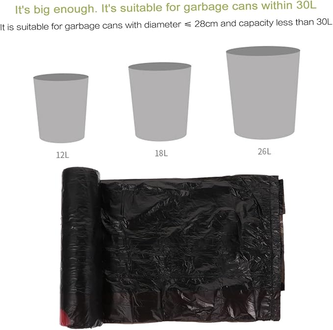 10 Packs Disposable Drawstring Trash Bags Black Plastic Waste Containers Leak- Thick PP Material Convenient Handle Design for Kitchen and Home Use
