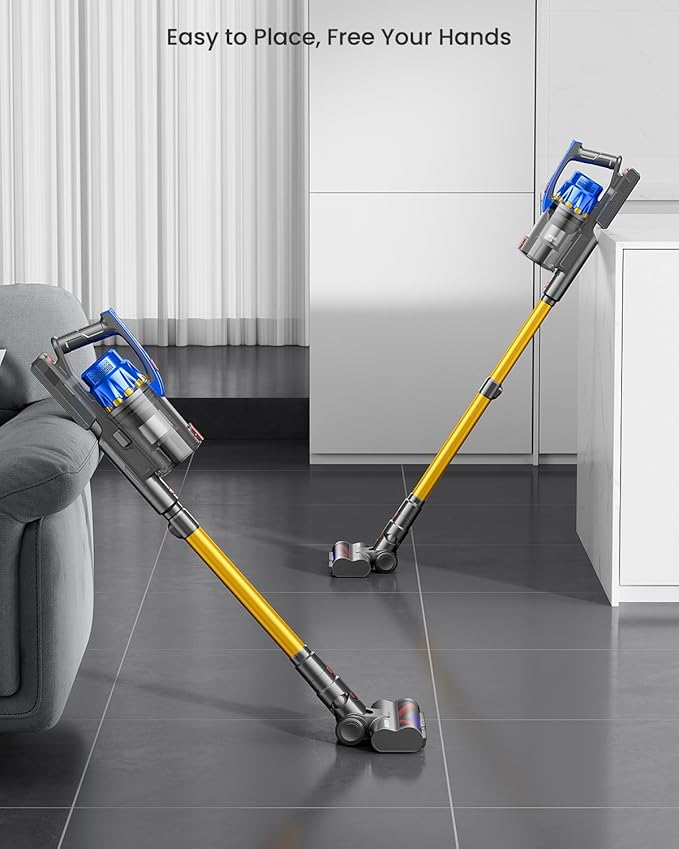 Cordless Vacuum Cleaner 650W 55KPA 70Mins Vacuum Cleaners for Home Self-Standing Stick Vacuum with Removable Battery Wall Mount Charging Anti-Tangle Roller Brush for Pet Hair Carpet All Floors