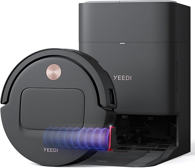 Yeedi M14 Plus Robot Vacuum and Mop 18000Pa Suction OZMO Roller Instant Self-Washing Mopping 167℉ Smart Dynamic Hot Wash &amp Auto-Dry ZeroTangle 3.0 Anti-Hair Brush All-in-One Omni Station Bl