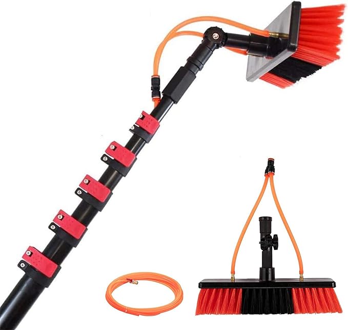 Glass Cleaning Brush Home Water Fed Telescopic Pole Kit Solar Panel Brush Rotating for Photovoltaic PanelWater Fed Telescopic Brush 3.6-10.8M Window Cleaning Pole Solar Panel Cleaning Equ