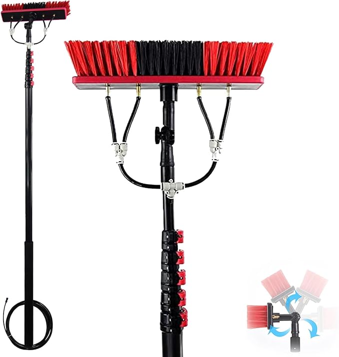 Water Fed Telescopic Brush Length Water Fed Brush Photovoltaic Panel Cleaning Window Clean Suitable for Window Glass Solar Panel35cmbrush-39.4FT/12M55cmbrush-19.7FT/6M