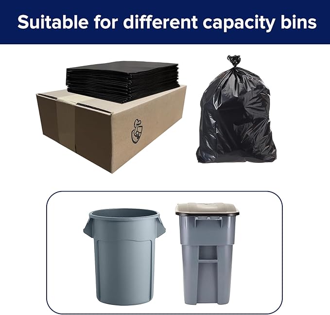 75 packs- 3Mils-Large 45-50 Gallons Contractor Trash Bags -38 * 46-black-Professional Heavy Duty Garbage Bags - Recommended for Renovation and Construction Sites- MADE IN USA-1775