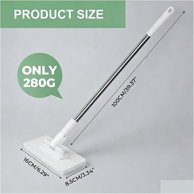 No Wash Mop Disposable Dusty Mop Lazy Mops Disposable Dust Mop with 4 Reusable Cloths Zero Touch Clip Mopping Stick Wet and Dry Click Mops for Floor Cleaning