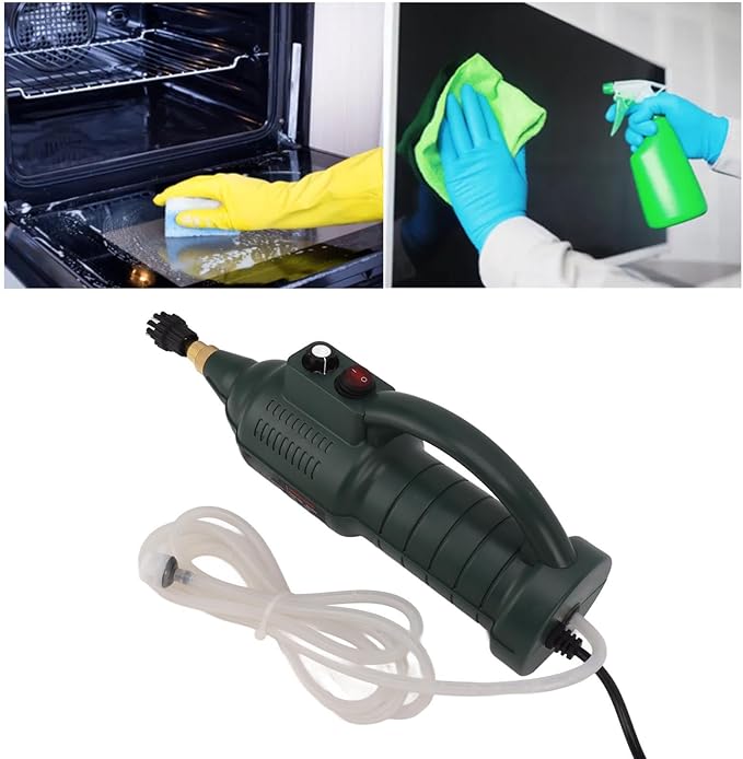 MAVIS LAVEN Multipurpose Portable Upholstery Steamer Handheld Steam Cleaner High Temperature Pressurized 2500W with 3 Brush Heads 2 Nozzles Intelligent Steam Cleaning (Military