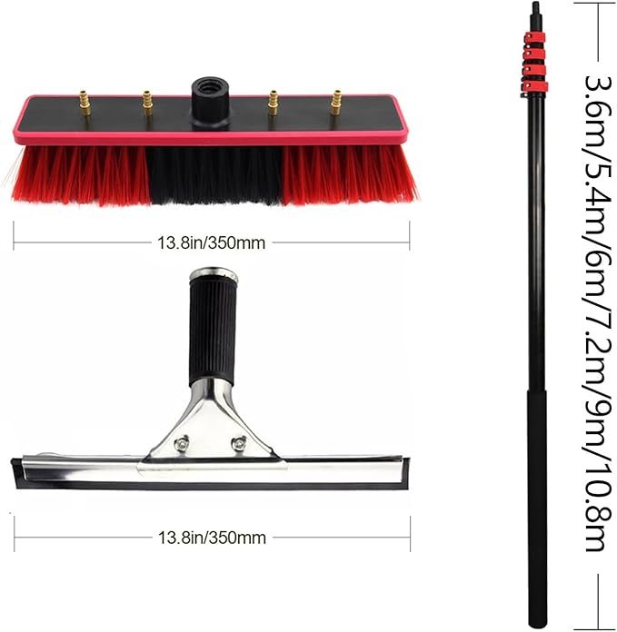 Telescopic Rod Window Cleaning with Window Wiper3.6-10.8M Telescopic Washing BrushSolar and photovoltaic Cleaner high Window Patio roof Cleaning 7.2M