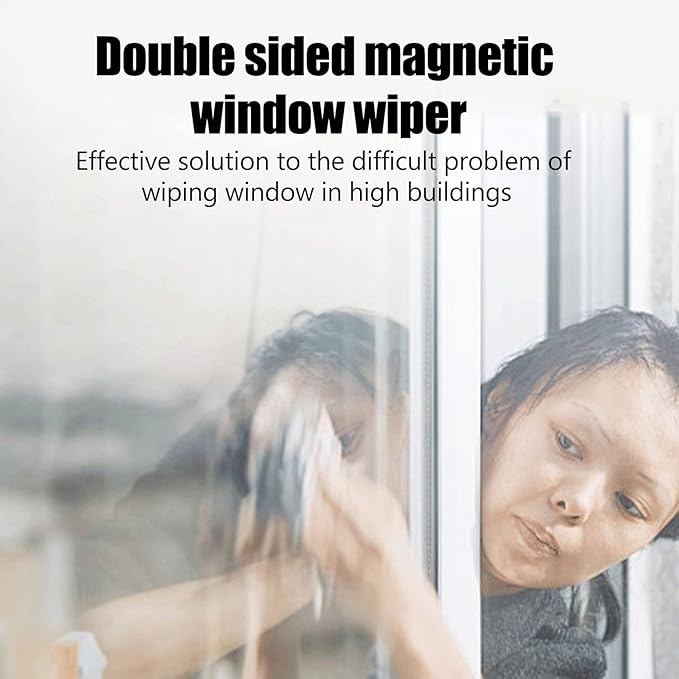 Topyond Magnetic Window Wiper Cleaner Adjustable Magnetic Double Window Glass Wiper Glider Washing Brush Equipment with Comfortable Grip for Home High Rise Window