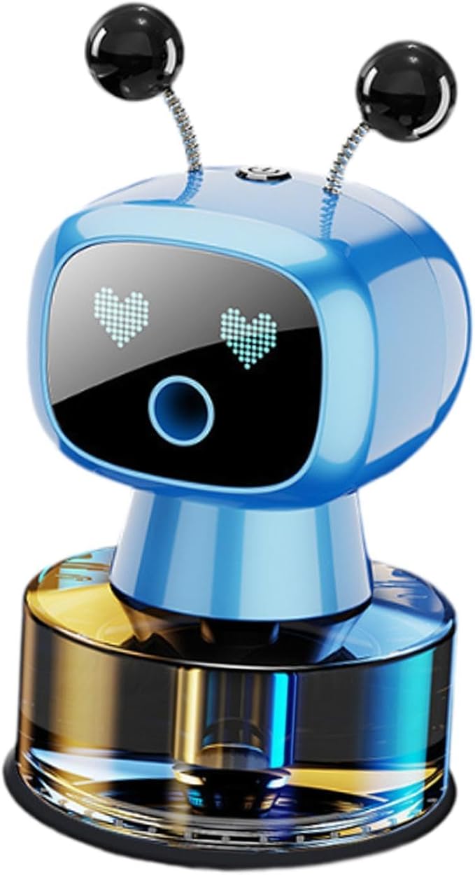 Generic Cute Robot Car Diffuser Aroma Essential Oil Diffuser Compact Smart Car Air Freshener for Living Room Home Bedroom Office Blue