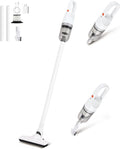 6-in-1 Lightweight Stick Vacuum Cleaner with 100W Powerful Motor Mini Portable Household Handheld Vacuum Cleaner for Domestic Hard Floors Carpets and Pet Hair (White Cordless with Plug)