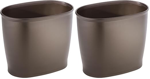 iDesign Slim Plastic Bathroom Trash Can Small Garbage Bin for Bedroom Office Desk Dorm Bronze (Pack of 2)