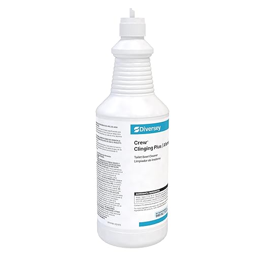 CREW Diversey 9302467 Clinging Plus Toilet Bowl Cleaner Commercial Strength Formula Cleans Urinals Ceramic Porcelain Unscented Green Liquid Ready-to-Use Squeeze 32-Ounce