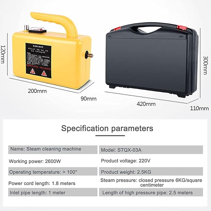 Handheld High Temperature Cleaner2600W High Temperature Portable Steamer for CleaningTankless and Heavy Duty Commercial Home Grout Tile Kitchen Bathroom Cart (110V/220V)Black-110V