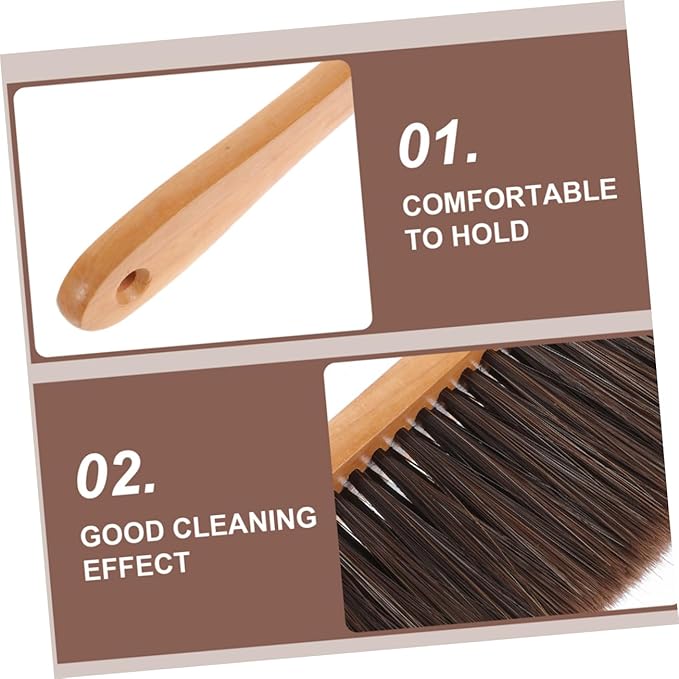 PRETYZOOM 10pcs Wooden Brush for Couch Carpet Ergonomic Bed Sweeping Tool with Soft Bristles for Deep Removal for Home Office