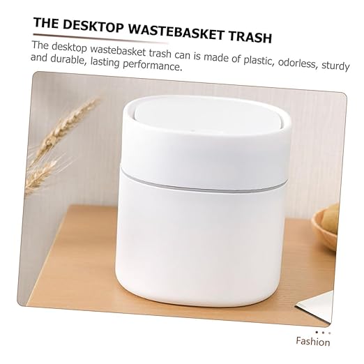 Healifty 2Pcs Small Waste Basket with Lid Odorless Plastic Desktop Trash Can Garbage Can for Kitchen Living Room Bedroom and Office Compact Wastebasket for Tidy Spaces