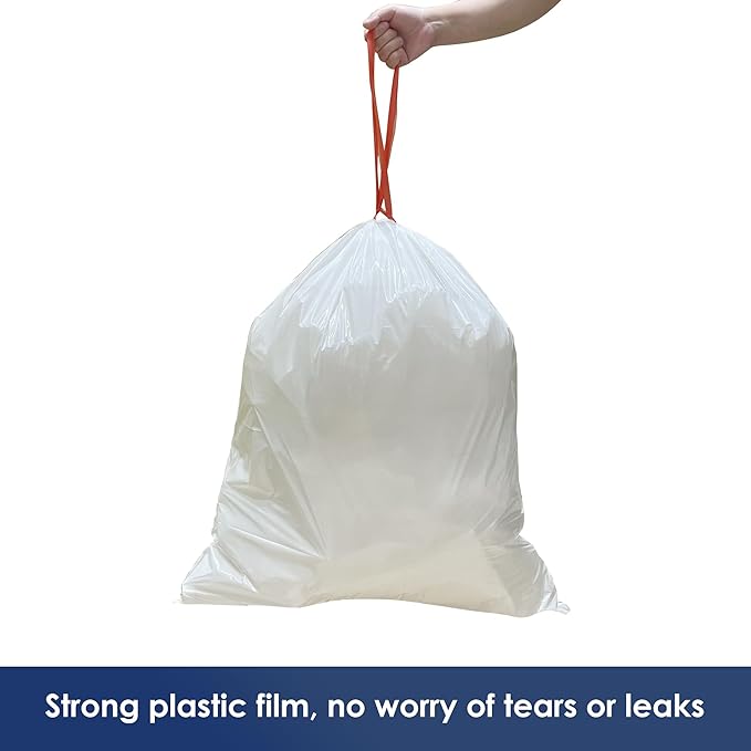 13 Gallon Tall Kichen Trash Bags Unscented 200 Count Drawstring Garbage Bags Pre-Separated Ultra Strong Leakproof Sturdy White