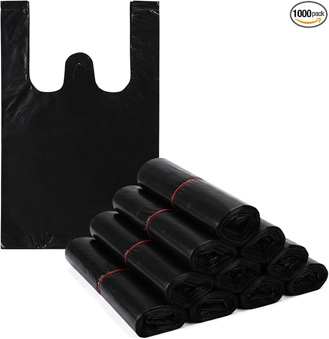 1000 Pcs Sanitary Napkin Disposal Bags with Handles Sanitary Disposal Bag 10.2 x 7.1inch Black Trash Bags Women Personal Waste Bag for Tampons Pads Liners (Black)