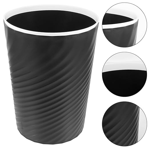 Trash Can Large Black Open Top Household Trash Bin with Pressure Ring Plastic Wastebasket for Office Bathroom Bedroom Use