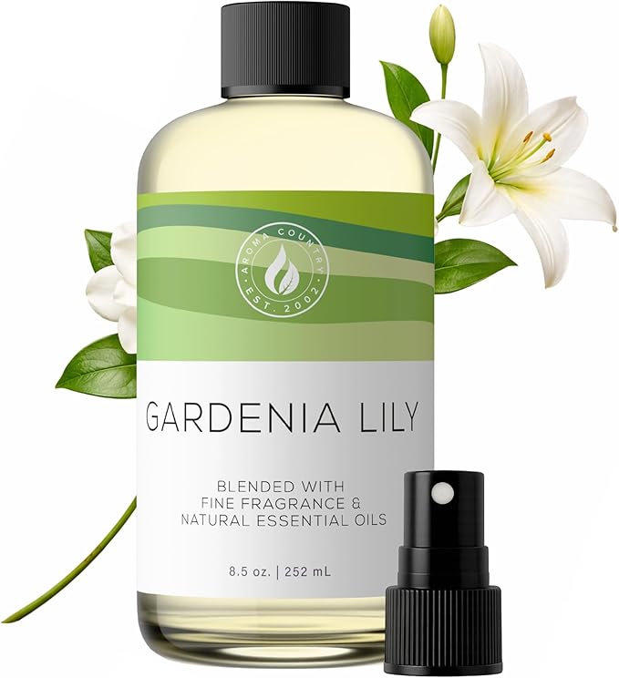 Aroma Country Gardenia Lily Diffuser Oil - Luxury Essential Oils for Diffuser Refill &amp Air Freshener Room Spray - Long-Lasting &amp Natural Home Fragrance Scented Oil for Diffusers (8.5 Fl. oz)