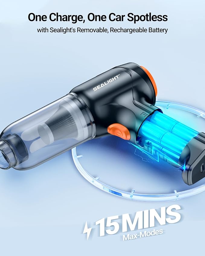 SEALIGHT Mini Car Vacuum Portable Cordless With 13000pa High Power Suction Lightweight and Compact Handheld Cleaner for Car &amp Home