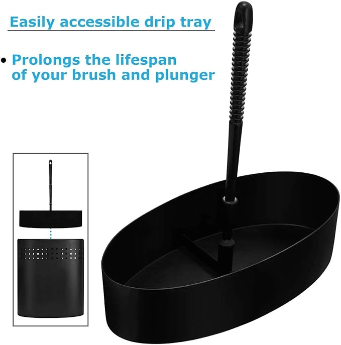 Blue Donuts Toilet Brush and Plunger Set with Holder Modern Black Bathroom Accessories Toilet Plunger and Toilet Bowl Brush Combo