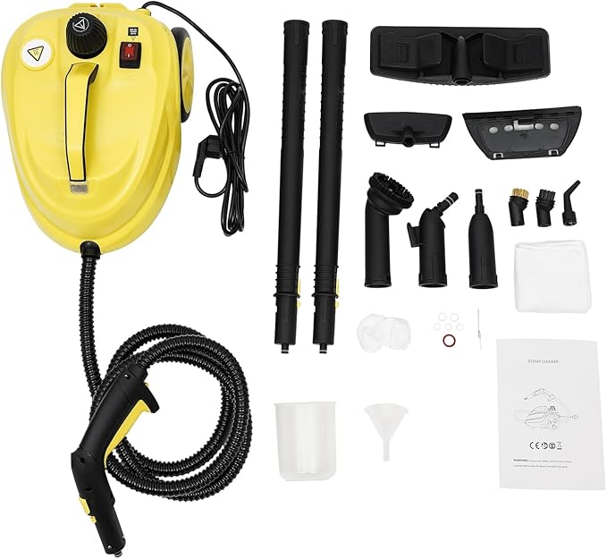 Steam Cleaner for Home Handheld Steamer with Cleaner Kit 2000W Portable High Pressure Multipurpose Grout Steam Cleaner for Upholstery Car Kitchen Bathroom 100°C/212°F (Yellow)