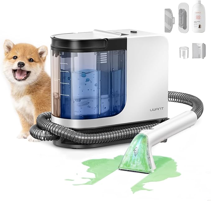 uwant Carpet Cleaner Machine 18Kpa Powerful Suction Portable Carpet Cleaner for Pet Stains with Cleaning Tools&ampSolution Self-Cleaning Upholstery Cleaner for Car Couch Rug Spot