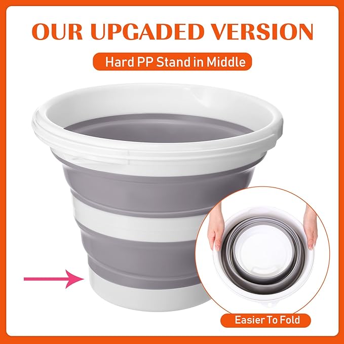 Pickmesh 4 Pcs Collapsible Bucket 2.6 Gallon (10l) Foldable Collapsible Sand Bucket with Handle Small Cleaning Pail for Household Outdoor Car Washing Camping Beach Sand (Blue Pink Orange Gray)