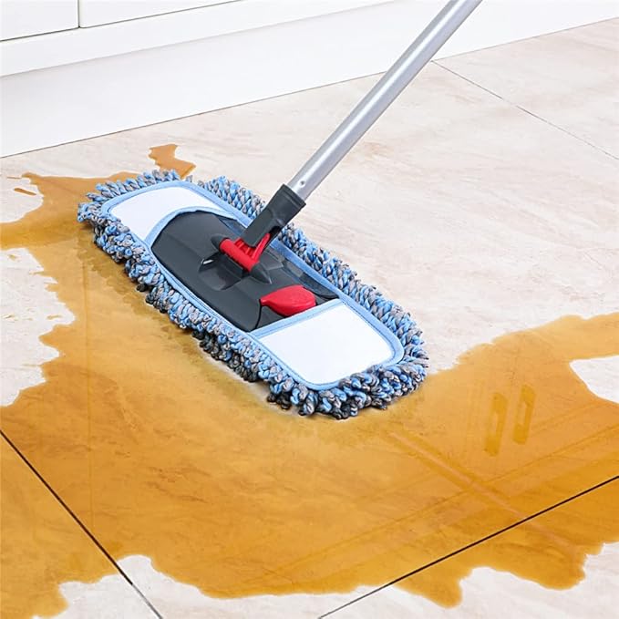 JSEIAJB Microfiber Mop with Adjustable Stainless Steel Handle Pad for Kitchen Bedroom Cleaning