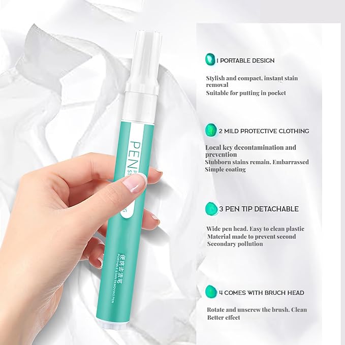 Portable bleach pens for clothes 2-Pack Instant Stain and Grease Remover Ideal for On-The-Go Laundry Clean-Up Safe for All Fabric Types