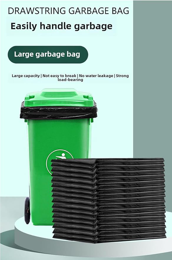 45-50 gallon 39.37 inches wide x 47.24 inches high Large garbage bag thick and oversized hotel oversized plastic bag disposable commercial and household use (80 pieces).