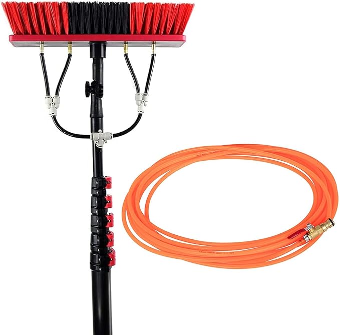 Window Cleaning Pole Cleaner Kit 3.6M-12M Hose Pole Cleaning Brush Equipment Extendable Outdoor Cleaning Tools Photovoltaic and Solar Panels30cmbrush-12FT/3.6M