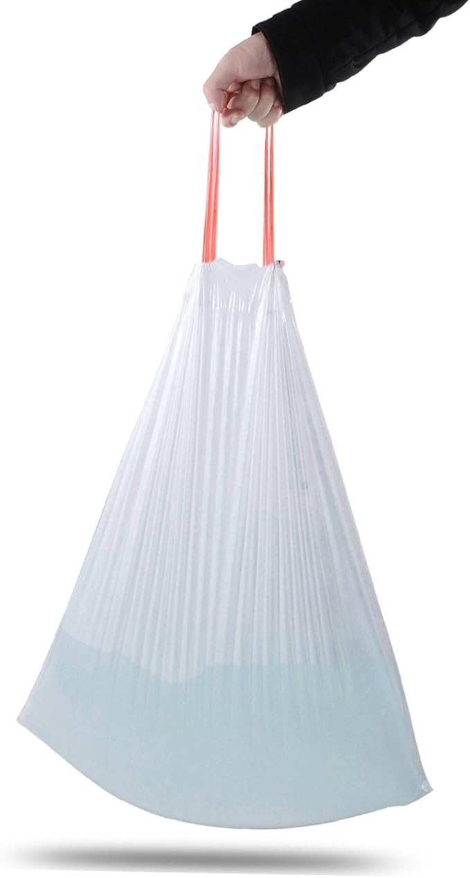 Orino 12 Gallon Customized Trash Bag Drawstring Garbage Bags Ultra Strong Odor Control Acid Resistant Codes J Compatible fit for Tall Kitchen Can 45Liter 0.85 mil 21.46x30.71 100 Count