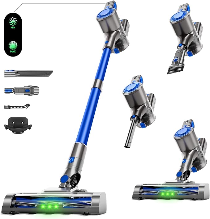 KIKETECH Base Station Pole Cordless Vacuum Cleaner with Automatic Cleaning Up to 45 Minutes Last Suitable for Hard/Wood Floors Pet Hair Blankets.(89772620355-B180)