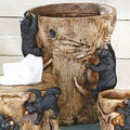 BLACK FOREST DECOR Climbing Black Bears Waste Basket – Rustic Bathroom Trash Can – 8.5 x 10